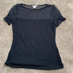 Black half mesh dress tee size S